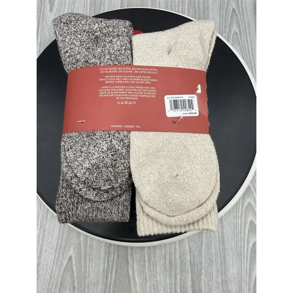Canada Weather Gear 6-Pair Mens Size 6-12 Brown Moisture Wicking Boot Socks NEW